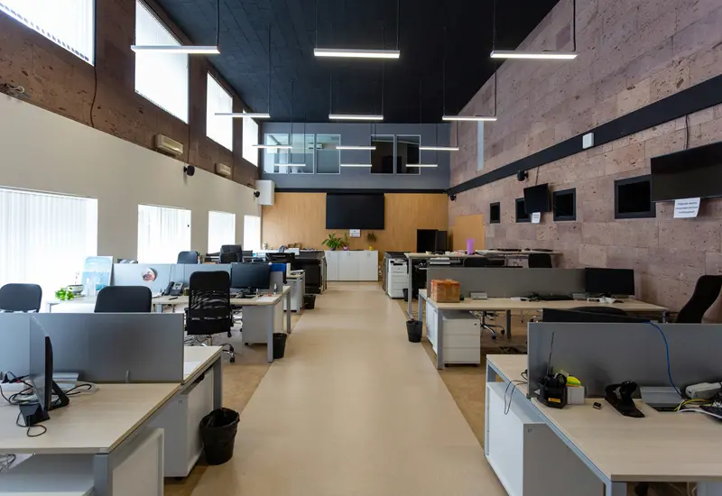 Commercial office space being packed for relocation